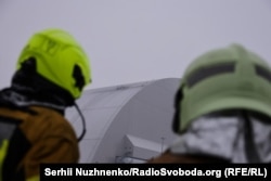 Саркафаг пасьля ўдару расейскім дронам