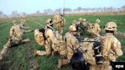 British soldiers take up positions during a major offensive in Helmand Province.