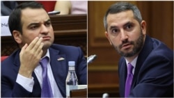 «Ուժեղ Հայաստան» խմբակցության ղեկավար Նարեկ Կարապետյանը, ԱԺ նախագահ Ռուբեն Ռուբինյանը