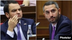 Ազգային ժողովի նախագահ Ռուբեն Ռուբինյան, «Ուժեղ Հայաստան» խմբակցության ղեկավար Նարեկ Կարապետյան, կոլաժ