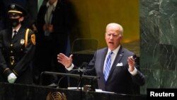 Američki predsjednik Joe Biden obraća se na 76. sjednici Generalne skupštine UN u Njujorku, 21. septembra 2021. 