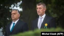 Andrej Babiš és Orbán Viktor Prágában 2021. szeptember 29-én