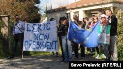 Protest tokom posjete Ketrin Ešton Crnoj Gori, 15. april 2013.