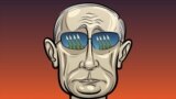 Illustration of Russian president Putin with rockets on glasses