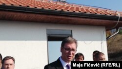 Президент Сербии Александр Вучич в Косово, 9 сентября 2018 года.
