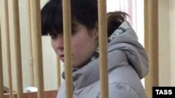 Varvara Karaulova is pictured during a court hearing in Moscow on October 28.