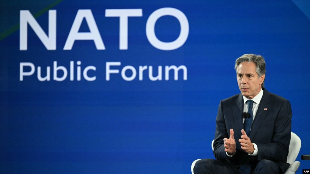 Secretarul de stat al SUA, Antony Blinken, la Forumul public al summit-ului NATO de la Washington, 10 iulie 2024.
