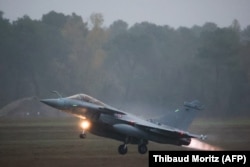 A Rafale takes off from an air base in southwestern France in November 2022.