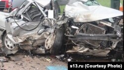 Belarus - Car crash incident with two death near Hrodna, collage, 31May2013