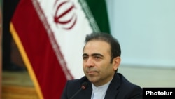Armenia - Iranian Ambassador Khalil Shirgholami speaks during a press conference in Yerevan, July 8, 2026.