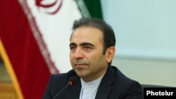 Armenia - Iranian Ambassador Khalil Shirgholami speaks during a news conference in Yerevan, July 8, 2026.