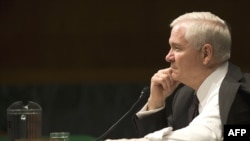 U.S. Defense Secretary Robert Gates testifies before the Senate Armed Services Committee.