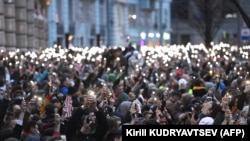 На акции в поддержку Алексея Навального в центре Москвы, 21 апреля 2021 года 
