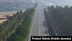 Macheta Autostrazii A8, din apropierea graniței dintre R. Moldova și România. 