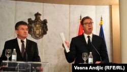 Miroslav LAjčak (levo) i Aleksandar Vučić u Beogradu (15. oktobar 2020.)