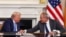 U.S. President Donald Trump shakes hands with Armenia's Prime Minister Nikol Pashinian during a trilateral signing event at the White House, Washington, August 8, 2025.