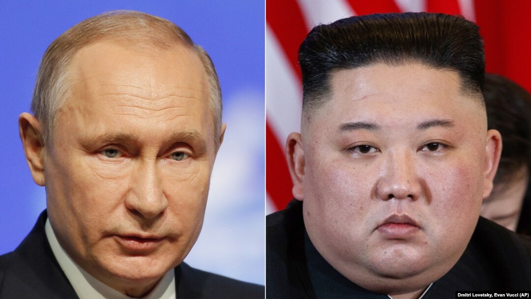 рускиот претседател Владимир Путин и севернокорејскиот лидер Ким Џонг Ун 