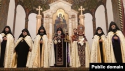 Armenia- Catholicos Garegin II and bishops loyal to him hold a Christmas Eve Candlelight Mass at the Echmiadzin cathedral of the Armenian Apostolic Church, January 5, 2026.