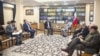 علی اکبر ولایتی (وسط، نفر سمت راست) مشاور رهبر جمهوری اسلامی ایران در دیدار با سید محسن نقوی، وزیر کشور پاکستان