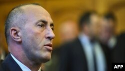 Kosovo's former Prime Minister Ramush Haradinaj at his court hearing on April 27. (file photo)