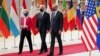 European Commission President Ursula von der Leyen (left to right), U.S. President Joe Biden, and European Council President Charles Michel arrive for the EU-U.S. summit in Brussels on June 15.