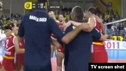 Первые мгновения радости волейболисток "Рабита" победе в Катаре, Доха, 14 октября 2011