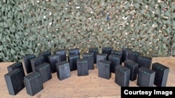 Power banks made from British vape batteries photographed in Ukraine.