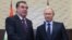Tajik President Emomali Rahmon (left) made his remarks during a meeting with Russian President Vladimir Putin in Sochi on October 6. 