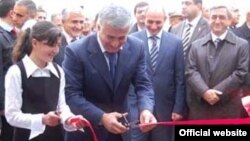 Armenia -- Businessman Murad Muradian inaugurates a newly built school in his native Tsovasar village in President Serzh Sarkisian's presence, 5November 2009.