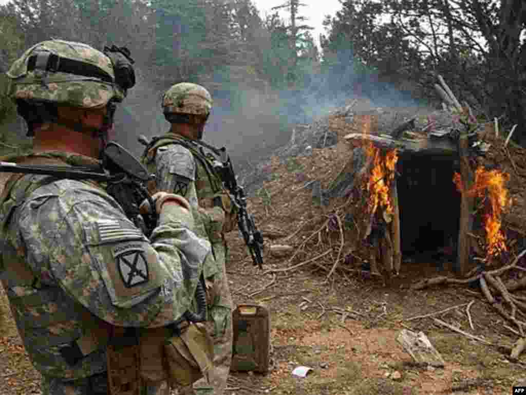 U.S. soldiers burn a suspected Taliban shelter on the Afghan-Pakistani border in March 2007 - There are fears that operations near the tense border could bring NATO and Pakistan into direct conflict, either through third-party provocation or accidental fire. Skirmishes in the area in May 2007 reportedly killed at least a dozen people; a U.S. soldier who was escorting a delegation to negotiate an end to that violence died after he was shot by a man dressed in a Pakistani Frontier Corps uniform.