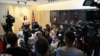 Presidentja e Kosovës, Vjosa Osmani, gjatë konferencës për media në Prishtinë më 9 shtator 2025. 