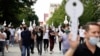 KOSOVO -- Kosovar gastronomes attend a protest in front of the government building with a warning action and one-hour closing of the premises in Pristina, July 27, 2020