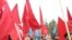 Opposition supporters rally in the Kyrgyz capital, Bishkek.