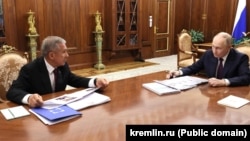 Рустам Минниханов на встрече с Владимиром Путиным. Март 2025 года 