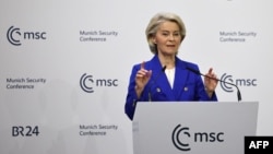 Președinta Comisiei Europene, Ursula von der Leyen, la cea de-a 62-a Conferință de Securitate de la Mănchen (MSC), pe 14 februarie 2026.