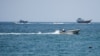Vessels in the Strait of Hormuz, as seen from Musandam, Oman, on July 26
