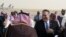 U.S. Secretary of State Mike Pompeo arrives at King Khalid International Airport in the Saudi capital, Riyadh, on February 19.