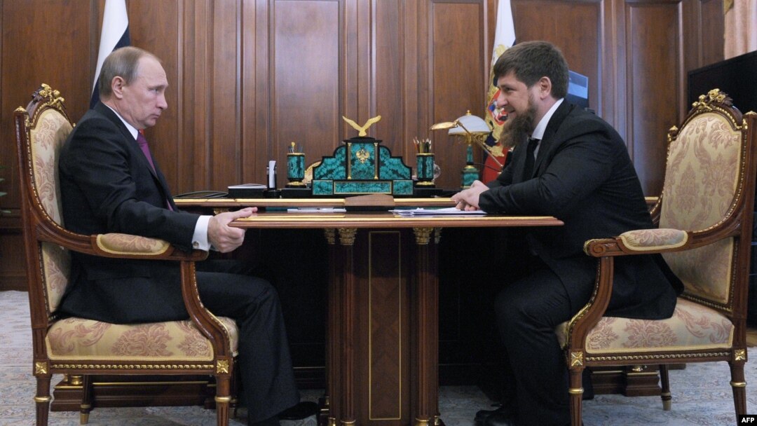 When the two men met at the Kremlin this week, Russian President Vladimir Putin (left) announced that Chechen leader Ramzan Kadyrov (right) would continue as acting head of the Caucasus republic once his current term of office expires in April. 