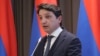 Armenia- Finance Minister Vahe Hovannisian speaks during a news conference, Yerevan, May 2, 2025.