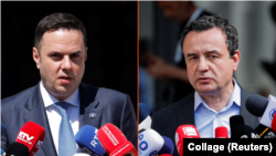 Fotografi e kombinuar e kryeministrit në detyrë të Kosovës, Albin Kurti (djathtas), dhe liderit të partisë opozitare LDK, Lumir Abdixhiku.