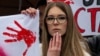 The bloody hand has become the symbol of the Serbian student movement.