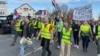 Belgrade, Serbia - Students during their protest walk going through Batajnica, the municipality of Belgrade