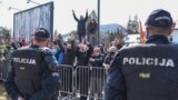 Montenegro - Protests against the new government in front of the local parliament building in Cetinje, where the session of the Parliament of Montenegro is being held, strong police forces secure the building, Cetinje, March 25, 2021.