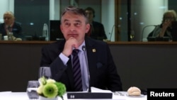 BELGIUM -- Current President of Bosnia and Herzegovina's tripartite presidency, Croatian Zeljko Komsic waits before a meeting of the EU-Western Balkans Summit at the EU headquarters in Brussels Belgium February 16, 2020.