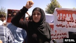 A demonstration at a Kabul university to protest Afghan civilian deaths.