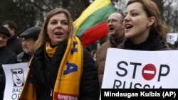 Дэманстрацыя пратэсту супраць расейскай агрэсіі ва Ўкраіне, Вільня, 2 сакавіка 2014 году