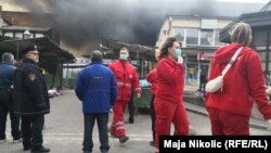 Пожар на пазарот во Тузла.