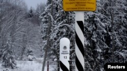 Пограничные столбы на эстонско-российской границе 