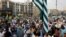 Supporters of religious and political party Jamaat-e-Islami protest in support of Kashmir in Karachi on August 5. 