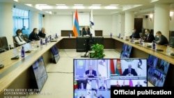 Armenia -- Armenian Prime Minister Nikol Pashinian attends a virtual summit of the Eurasian Economic Union from Yerevan, December 11, 2020.